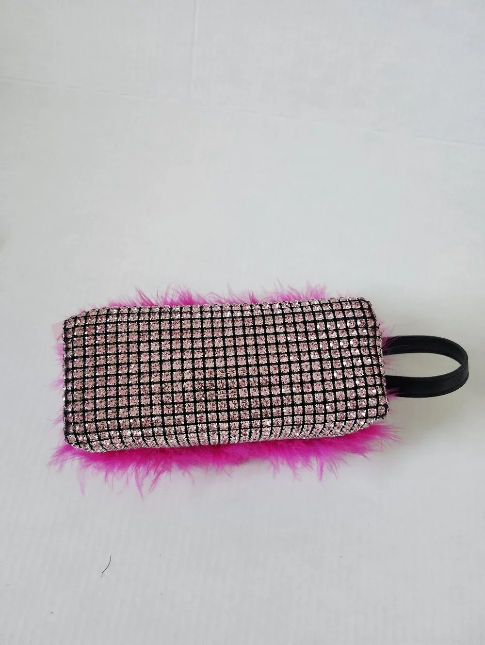 Pink Feather Rhinestone Shoulder Bag